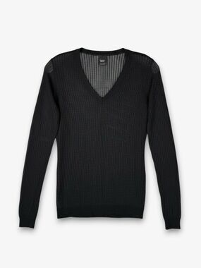 VTG ESPRIT Sheer V Neck Sweater XS Black Fine Knit Rave‎ EDM Y2K